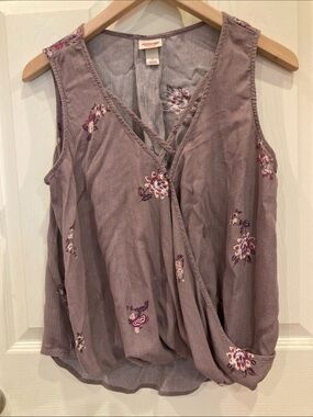 Mossimo Supply Co. Lavender Floral Wrap-Front Camisole